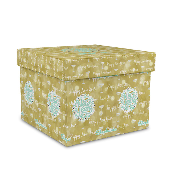 Custom Happy New Year Gift Box with Lid - Canvas Wrapped - Medium (Personalized)
