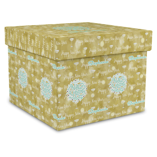 Custom Happy New Year Gift Box with Lid - Canvas Wrapped - X-Large (Personalized)