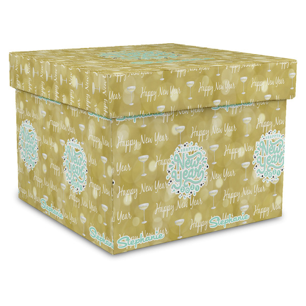 Custom Happy New Year Gift Box with Lid - Canvas Wrapped - XX-Large (Personalized)