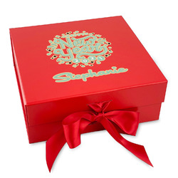 Happy New Year Gift Box with Magnetic Lid - Red (Personalized)