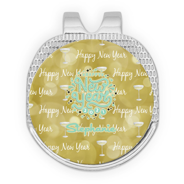 Custom Happy New Year Golf Ball Marker - Hat Clip - Silver