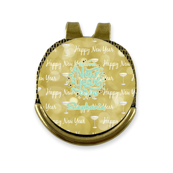 Custom Happy New Year Golf Ball Marker - Hat Clip - Gold