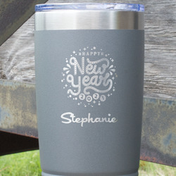 Happy New Year 20 oz Stainless Steel Tumbler - Grey - Single Sided (Personalized)