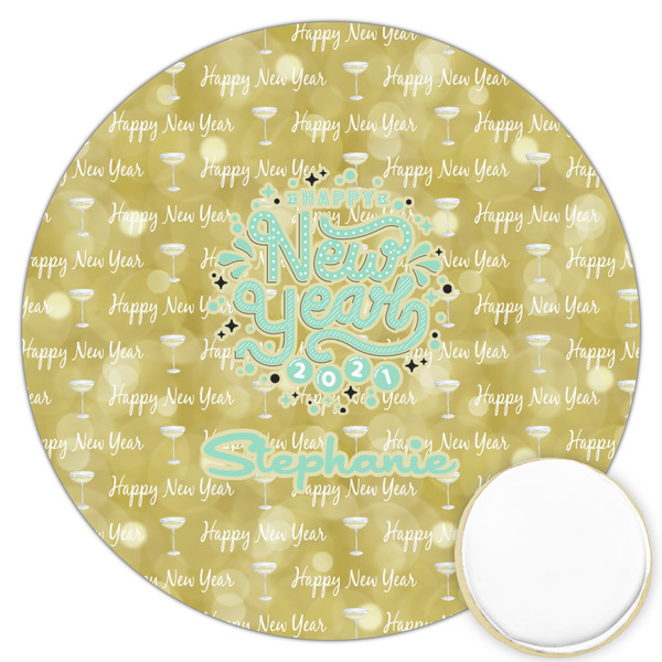 Custom Happy New Year Printed Cookie Topper - 3.25" (Personalized)