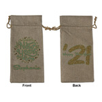 Happy New Year Large Burlap Gift Bag - Front & Back (Personalized)