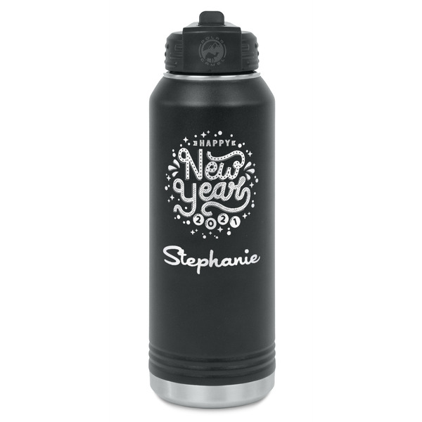 Custom Happy New Year Water Bottle - Laser Engraved - Front (Personalized)