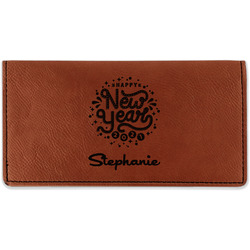 Happy New Year Leatherette Checkbook Holder - Single Sided (Personalized)