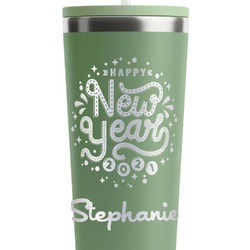 Happy New Year RTIC Everyday Tumbler with Straw - 28oz - Light Green - Double-Sided (Personalized)