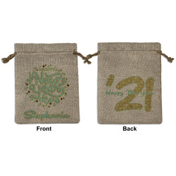 Happy New Year Medium Burlap Gift Bag - Front & Back (Personalized)