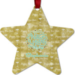 Happy New Year Metal Star Ornament - Double Sided w/ Name or Text