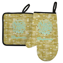 Happy New Year Left Oven Mitt & Pot Holder Set w/ Name or Text