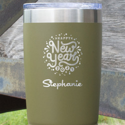 Happy New Year 20 oz Stainless Steel Tumbler - Olive - Single Sided (Personalized)