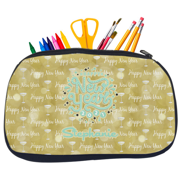 Custom Happy New Year Neoprene Pencil Case - Medium w/ Name or Text