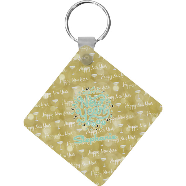 Custom Happy New Year Diamond Plastic Keychain w/ Name or Text