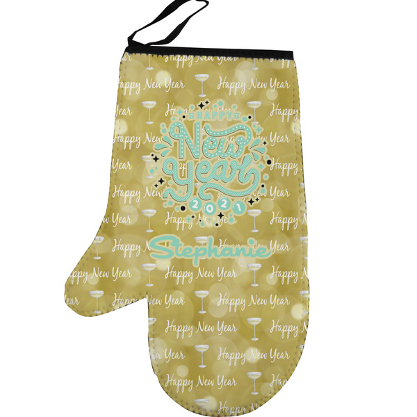 Custom Happy New Year Left Oven Mitt w/ Name or Text