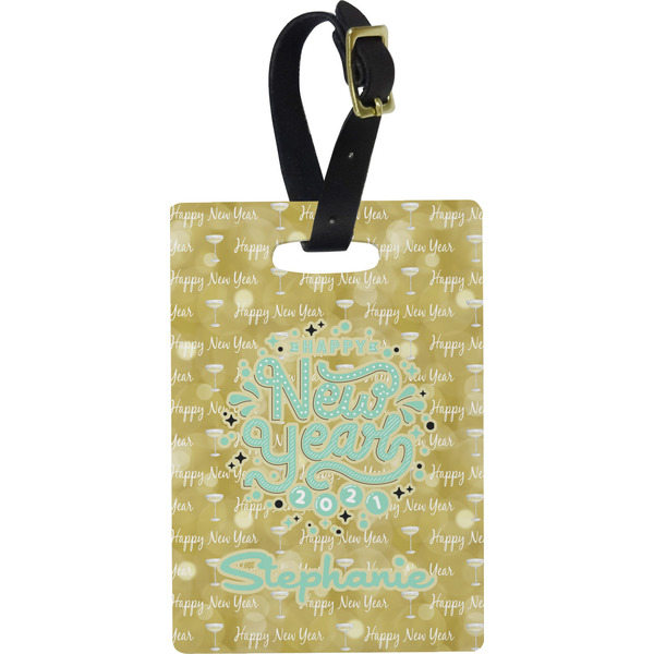 Custom Happy New Year Plastic Luggage Tag - Rectangular w/ Name or Text