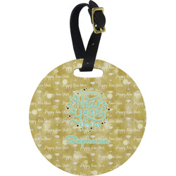 Happy New Year Plastic Luggage Tag - Round (Personalized)