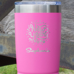 Happy New Year 20 oz Stainless Steel Tumbler - Pink - Double Sided (Personalized)