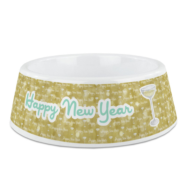 Custom Happy New Year Plastic Dog Bowl (Personalized)