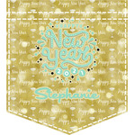 Happy New Year Iron On Faux Pocket w/ Name or Text