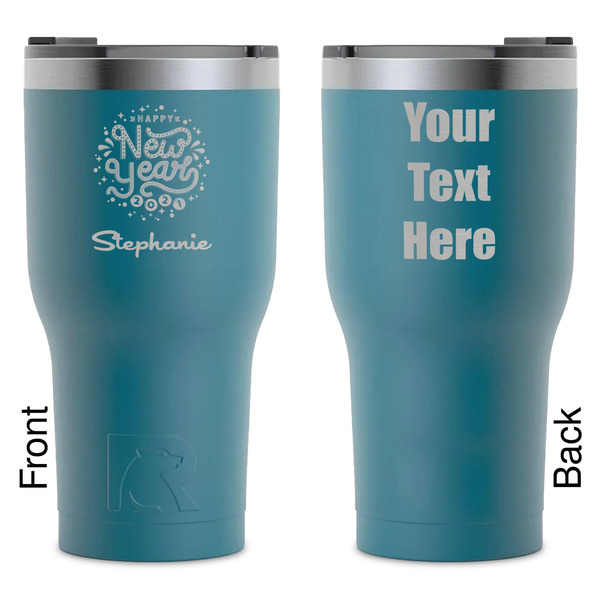 Custom Happy New Year RTIC Tumbler - Dark Teal - Laser Engraved - Double-Sided (Personalized)