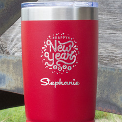 Happy New Year 20 oz Stainless Steel Tumbler - Red - Single Sided (Personalized)