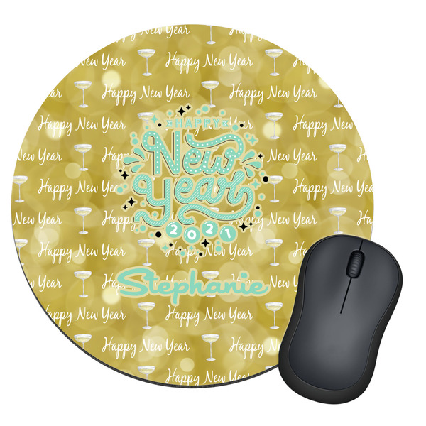 Custom Happy New Year Round Mouse Pad (Personalized)