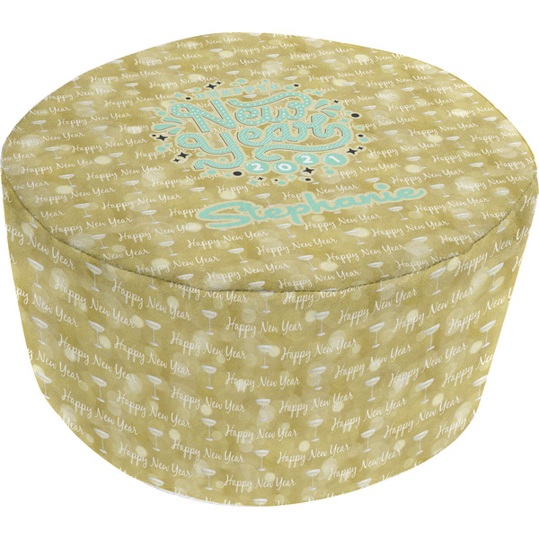 Custom Happy New Year Round Pouf Ottoman (Personalized)