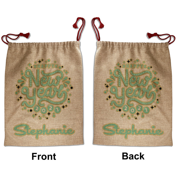 Custom Happy New Year Santa Sack - Front & Back (Personalized)