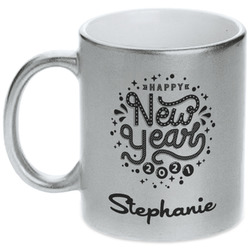 Happy New Year Metallic Silver Mug (Personalized)