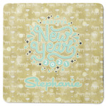 Happy New Year Square Rubber Backed Coaster w/ Name or Text