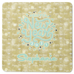 Happy New Year Square Rubber Backed Coaster w/ Name or Text