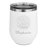 Happy New Year Stemless Stainless Steel Wine Tumbler - White - Double Sided (Personalized)