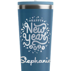 Happy New Year RTIC Everyday Tumbler with Straw - 28oz - Steel Blue - Double-Sided (Personalized)