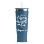 Happy New Year RTIC Everyday Tumbler with Straw - 28oz - Steel Blue - Double-Sided (Personalized)