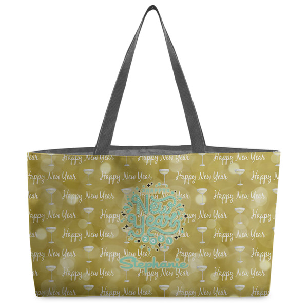 Custom Happy New Year Beach Totes Bag - w/ Black Handles (Personalized)