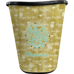 Happy New Year Waste Basket - Double Sided (Black) w/ Name or Text