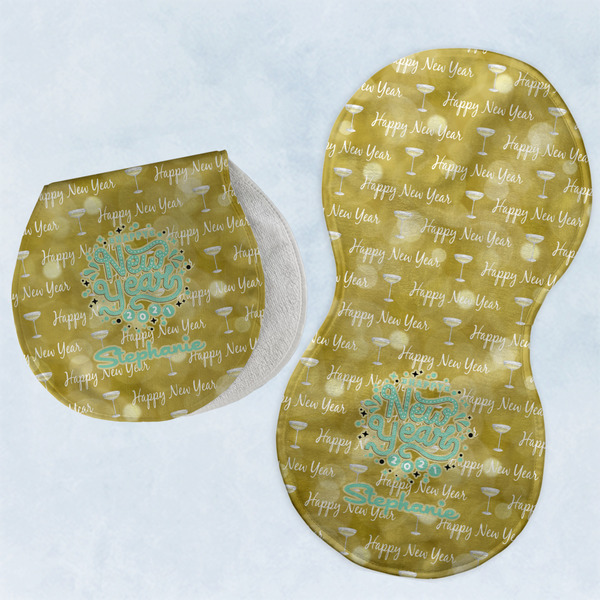 Custom Happy New Year Burp Pads - Velour - Set of 2 w/ Name or Text