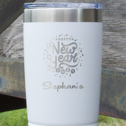 Happy New Year 20 oz Stainless Steel Tumbler - White - Double Sided (Personalized)