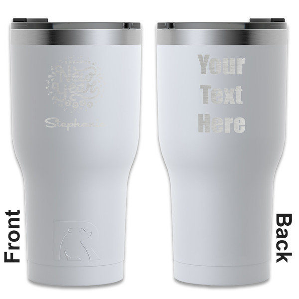 Custom Happy New Year RTIC Tumbler - White - Engraved Front & Back (Personalized)