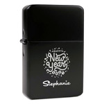 Happy New Year Windproof Lighter - Black - Double Sided & Lid Engraved (Personalized)