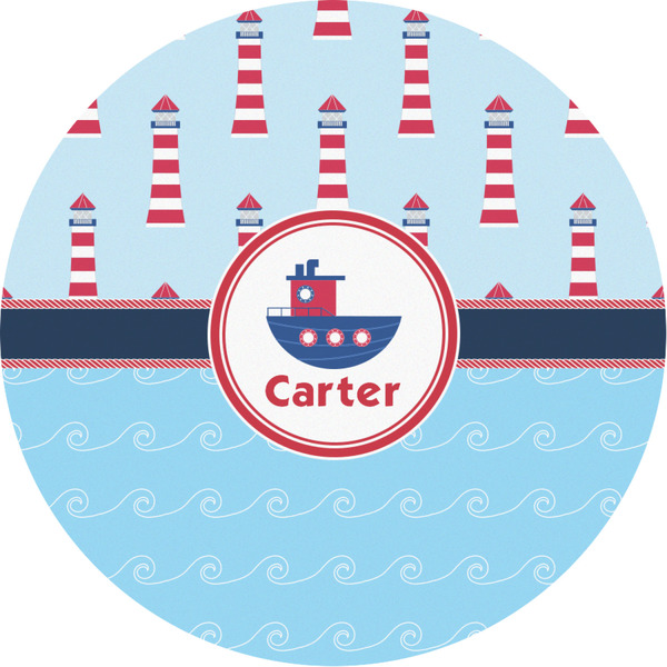 Custom Light House & Waves Multipurpose Round Labels - Custom Sized (Personalized)