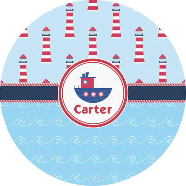 Custom Light House & Waves Multipurpose Round Labels - 5" (Personalized)