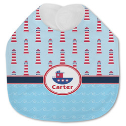 Light House & Waves Jersey Knit Baby Bib w/ Name or Text