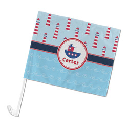 Light House & Waves Car Flag - Large (Personalized)