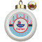 Light House & Waves Ceramic Christmas Ornament - Poinsettias (Front View)