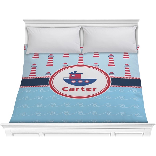 Custom Light House & Waves Comforter - King (Personalized)