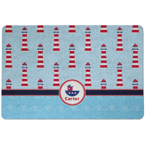 Custom Light House & Waves Dog Food Mat w/ Name or Text