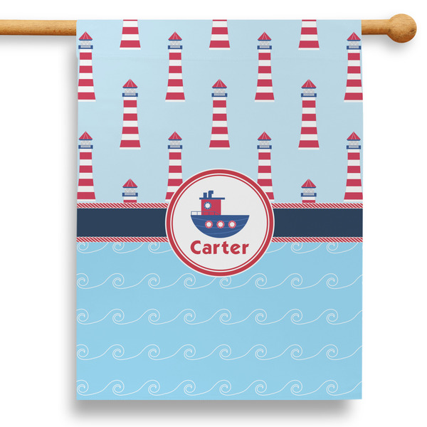 Custom Light House & Waves 28" House Flag (Personalized)