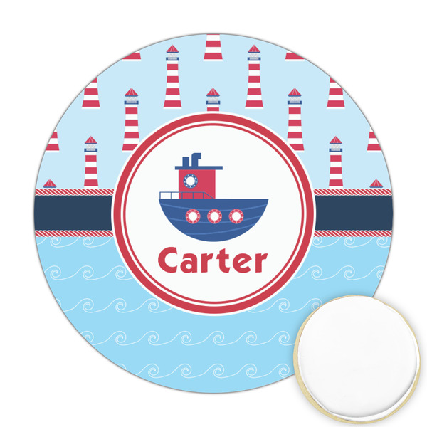 Custom Light House & Waves Printed Cookie Topper - 2.5" (Personalized)